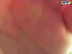Cowgirl Mila strikes lad's cock with her pierced tongue