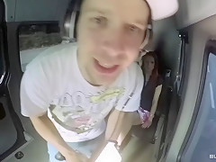BUMS BUS - Slutty German exhibitionist enjoys hardcore van fuck and cum in mouth