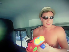 BUMS BUS - Slutty German exhibitionist enjoys hardcore van fuck and cum in mouth