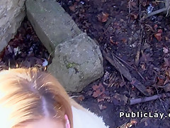 Czech blonde banged outdoor pov