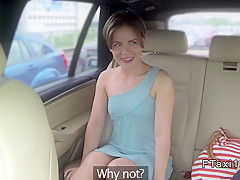 Amateur babe asks for big cock in fake taxi