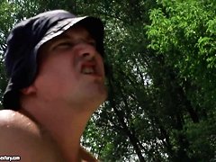 Hot granny Effie fucking outdoors and sucking really hard and nice