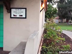 Euro MILF sucks dick in Starbucks bathroom