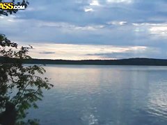 Young blonde babe Megan gets nasty outdoor in pov