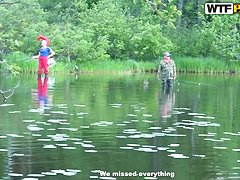 Young blonde babe Megan gets nasty outdoor in pov