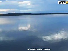 Young blonde babe Megan gets nasty outdoor in pov