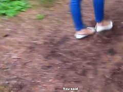 Young blonde babe Megan gets nasty outdoor in pov