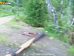 Young blonde babe Megan gets nasty outdoor in pov