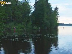 Young blonde babe Megan gets nasty outdoor in pov