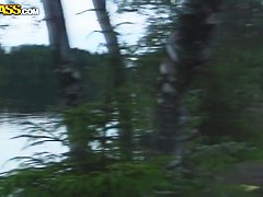 Young blonde babe Megan gets nasty outdoor in pov