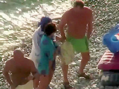 Nudists spied on the beach