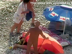 Nudists spied on the beach