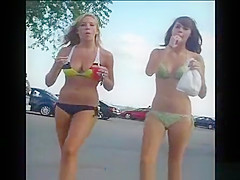 Young bikini chicks with some ice creams