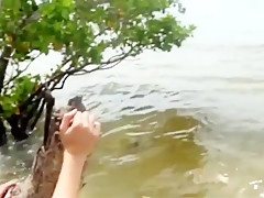 Hot junior couple beach