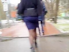 Ass in tight skirt outdoor