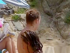 Sexy girl bathing in the sea