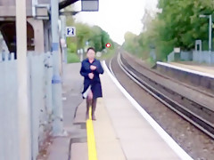 Milf station platform walk toying herself to orgasm