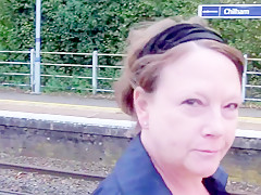 Milf station platform walk toying herself to orgasm