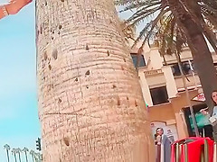 Pink bikini ass walking