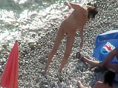 Pussy licking on a beach