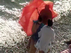 Pussy licking on a beach