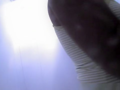 Sexy blonde caught changing in a beach cabin