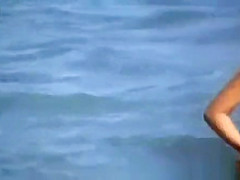 Blonde naked at beach