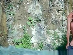 Hot busty nudist woman taking shower