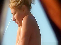 Trimmed pussy mature nudist woman