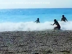 Accidental nudity shown in wavy water