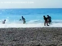 Accidental nudity shown in wavy water