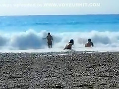 Accidental nudity shown in wavy water