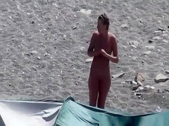 Naturist woman at beach