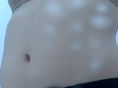 She puts panties over her hairy bush