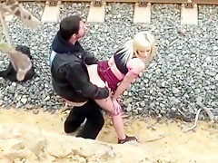 Hot couple voyeur  girl with nice ass and tits  outdoor fuck