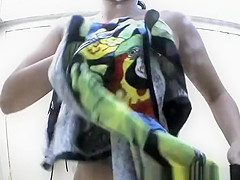 Nice body chick in beach cabin