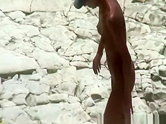 Skinny nudist with tight body