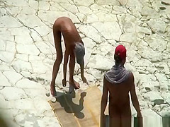 Skinny nudist with tight body