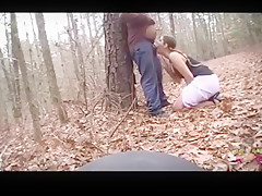 Face fucked in the woods and choking on his dick and stomach