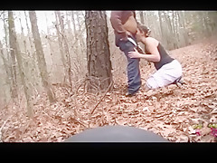 Face fucked in the woods and choking on his dick and stomach