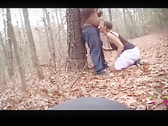 Face fucked in the woods and choking on his dick and stomach
