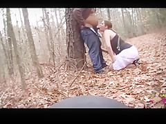 Face fucked in the woods and choking on his dick and stomach
