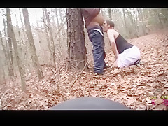 Face fucked in the woods and choking on his dick and stomach