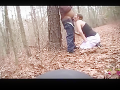 Face fucked in the woods and choking on his dick and stomach