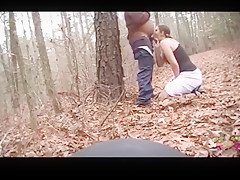 Face fucked in the woods and choking on his dick and stomach