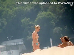 Nude wife and topless girls in beach