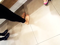 Shoe shopping w my fr  her nylon feet walking