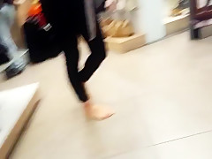 Shoe shopping w my fr  her nylon feet walking
