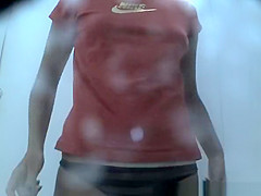 Small boobs teen in beach cabin