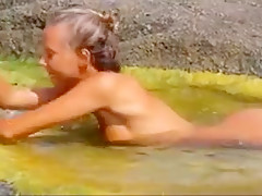 Nude beach - hot blond posing on the rocks